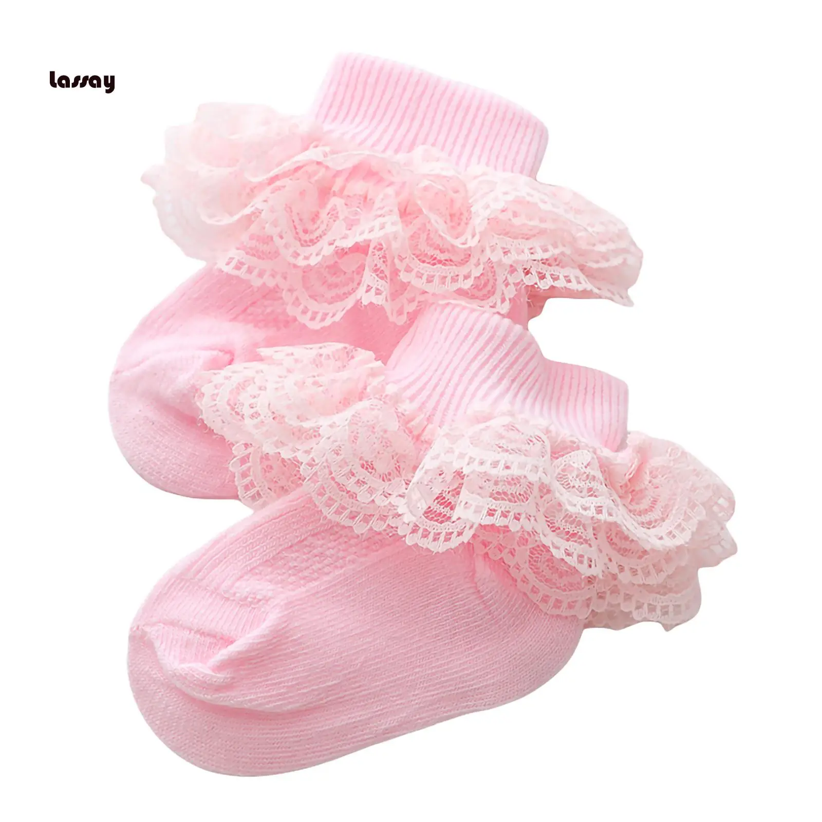 Baby Girls Boys Cotton Socks, Cute Eyelet Frilly Lace Baptism Socks Birthday Gift for Infants