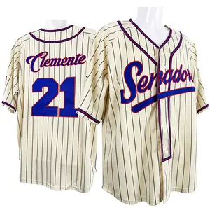 Roberto Clemente #21 Senadores de San Juan Puerto Rico Men's Jersey yellow Polyester Embroidery Short-sleeved Breathable Sports Top S-3XL