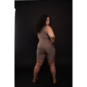 Ribbed Me Not Romper (Taupe)