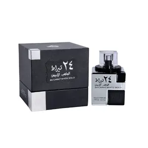 Lattafa 24 Carat White Gold for Men Eau de Parfum Spray, 3.4 Ounce