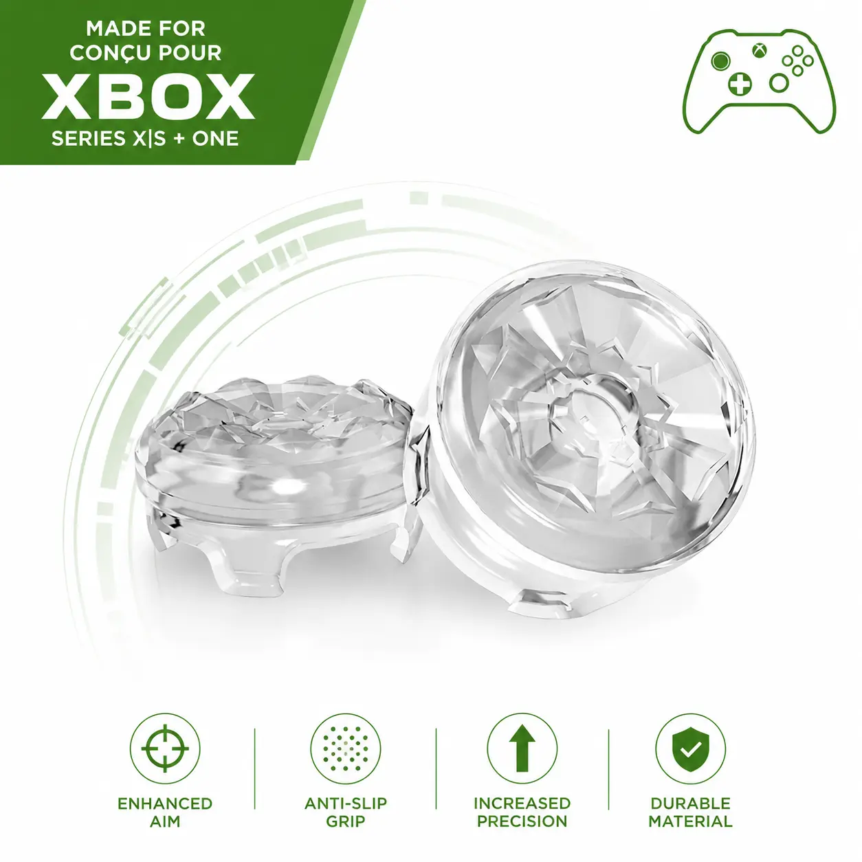 FPS Gaming Crystal Thumbsticks Grips for Xbox Series X|S & Xbox One Controller | Performance Gaming Thumbsticks | 1 High-Rise, 1 Mid-Rise | Crystal Controller Accessories FPS Precision Joystick Grips,console accessories,