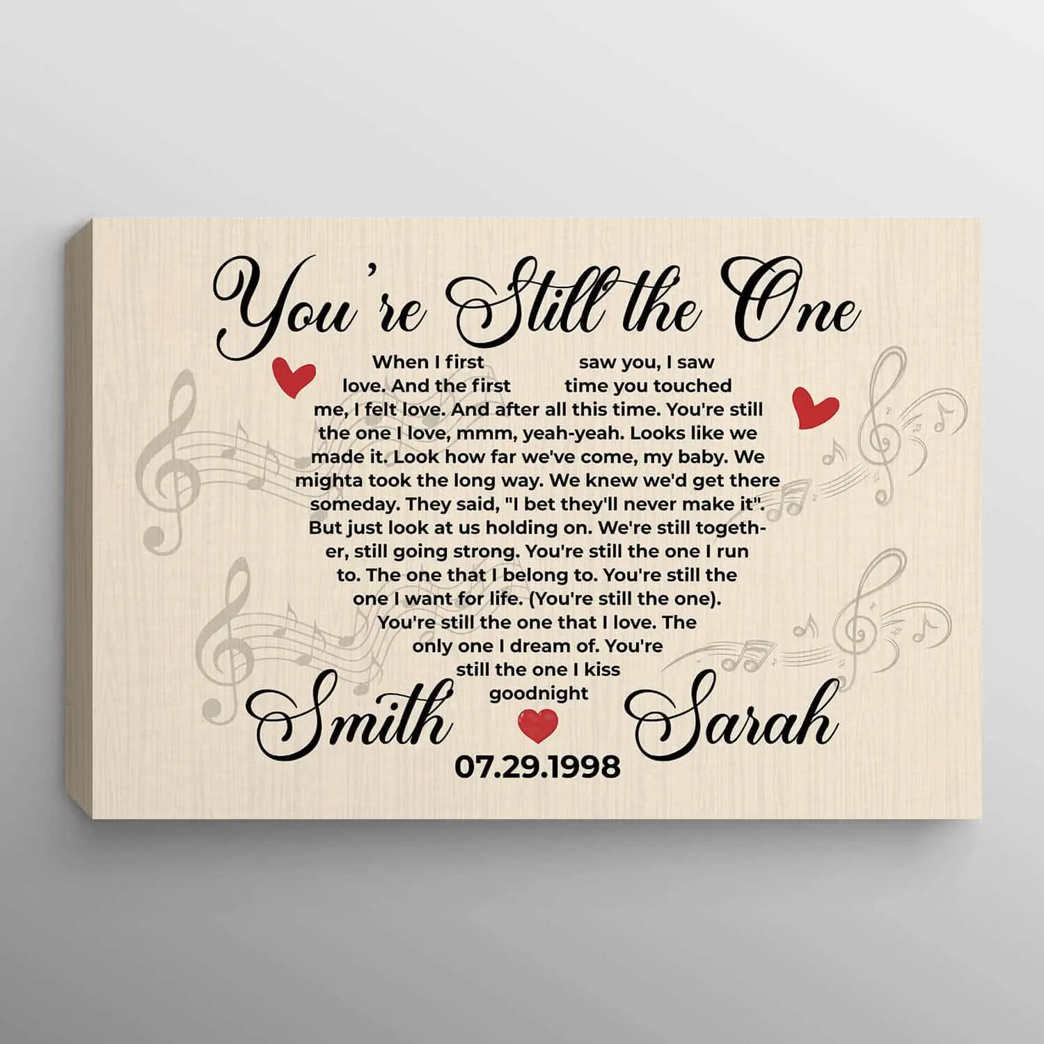 CubeBik Customized Song Lyrics Canvas - Personalized Name Anniversary Wedding Gift Home Decor Wall Art - Poster