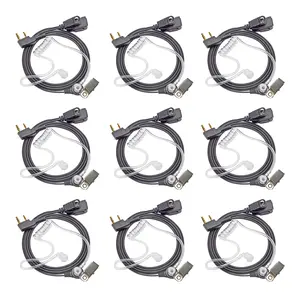YNIBST 2-Pin K Plug Walkie Talkie  Headset Clear Air Acoustic Tube with Noise Cancelling Mic PTT for Baofeng UV-5R BF-888S Kenwood TK-2100 Retevis TYT Wouxun Radios Compatible with Police Security and Law Enforcement Use(9 Pack)