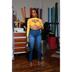 Super Swank High Waist Stretchy Denim Jeans- Medium Wash