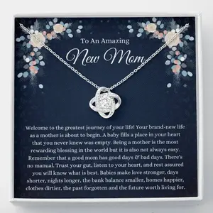 New Mom Gift, New Mother Necklace, New Mom Necklace, Mother's Day Gift, Mother's Day Necklace, Present for new mom , Love knot, Necklace With Meaningful Message Card Inside
