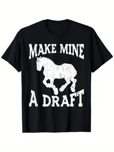 Men's & Women's Make Mine A Draft Horse T-Shirt - 100% Cotton Soft Crew Neck Casual Tee with Heavy-Draft Horse Breeds Print (Clydesdale, Belgian), Durable Short Sleeve Shirt for Horse Lovers, Equestrian Gifts & Farm Apparel
