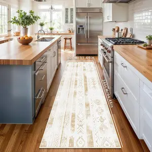 Moroccan Geometric Pattern Kitchen Runner, 1 Count Non-slip Soft Kitchen Rug, Stain Resistant Floor Mat, Decorative Carpet for Kitchen