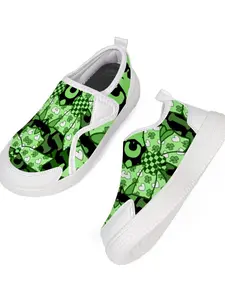 KPOP Velcro slip-on, flat children's shoes. Fashionable print, multiple patterns, can accept all kinds of novel customized patterns. Anti-kick toe design to protect children's toes. Casual flat shoes,28-39, covering sizes for children and teenagers.