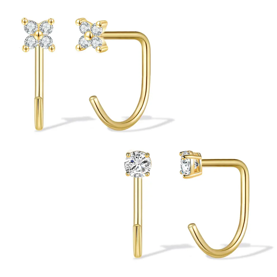 Backless Half Hoop Earrings for Women, Small Huggie Hoops Set Lightweight Comfort Fit Everyday & Sleep Earrings