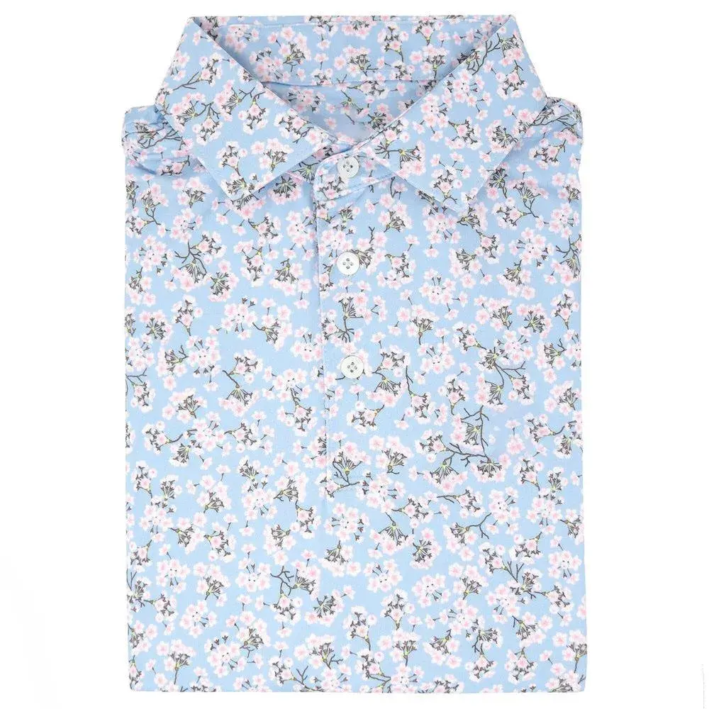 Cherry Blossom Polo Golf Shirt Short Sleeve Outdoors Sport Fishing Menswear Tops Print