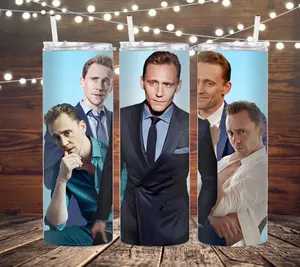 Tom Hiddleston 20 oz Skinny Tumbler Lid Straw Stainless Steel Drinkware Beverage Water Bottle cup perfect gift