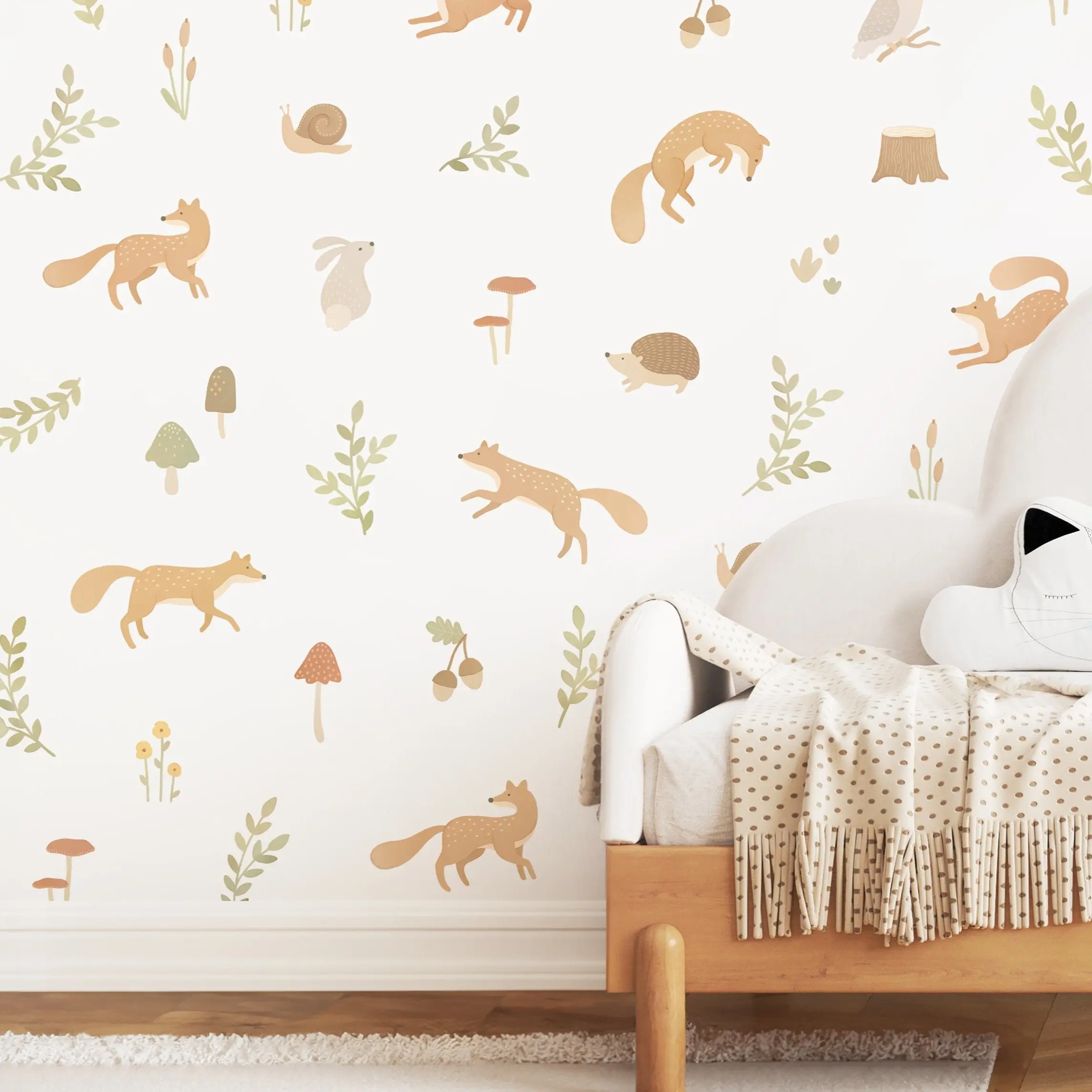 Woodland Animal Wall Decals - Removable & Reusable Fabric Wall Stickers