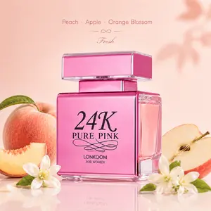 Lonkoom 24K Pure Pink Perfume EDP - Juicy Fruity-Floral Sweet "Toxic" Vibe 100ml Long-Lasting EDP Formula in Glossy Pink Bottle for Stylish Girls summervibes