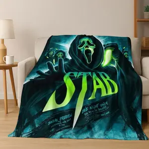 Horror Characters S-Scream Ghost Face Flannel Blanket,Cozy Soft Throw Blanket for Home Bedroom Bed Sofa Picnic Cover Kids Gift