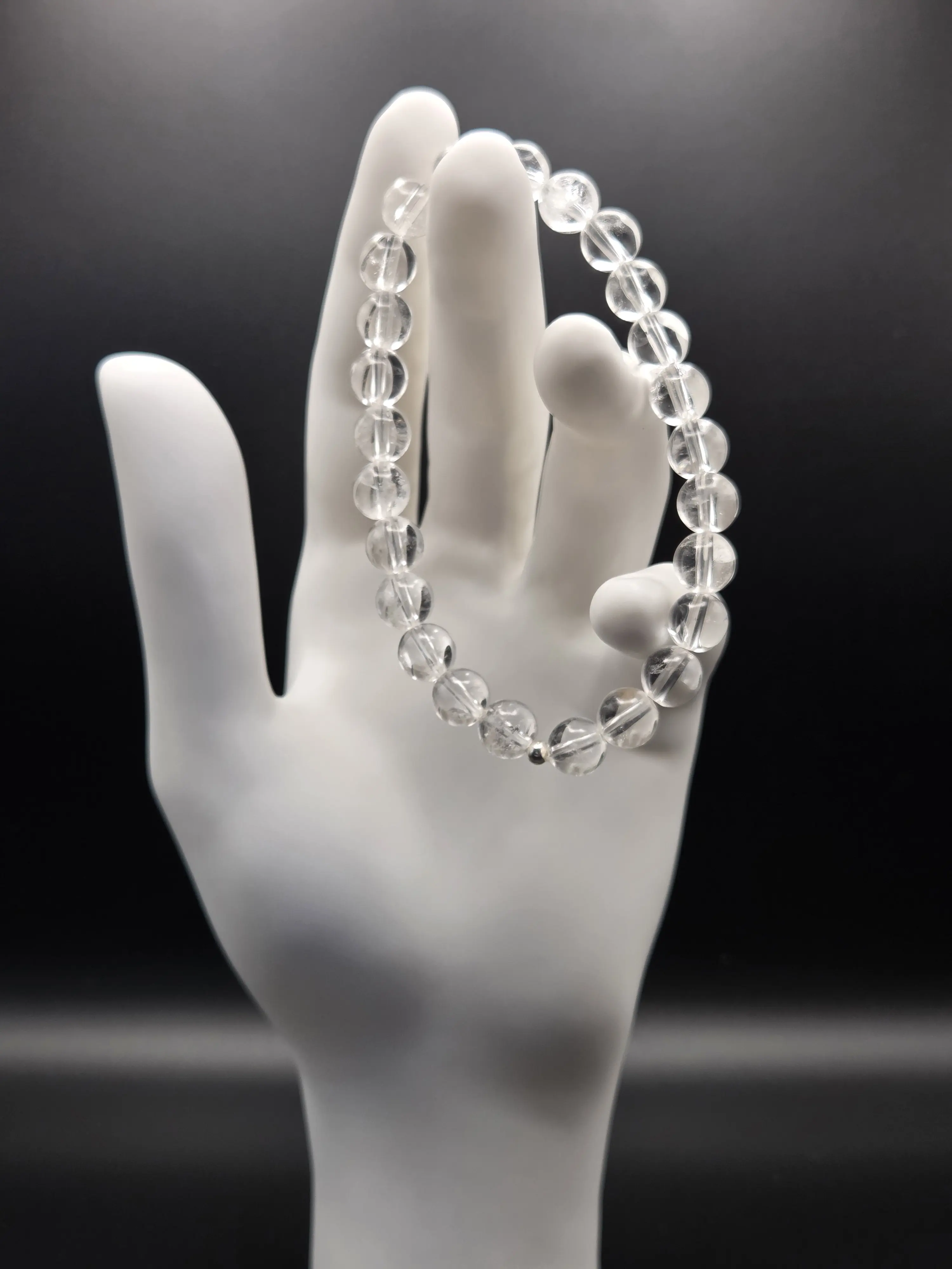 Clear Quartz Crystal Bracelet, 8mm Beaded Stretch Bracelet, Natural Rock Crystal, Handmade, Gemstone