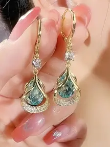Elegant Water Drop Earrings, Unique Shiny Synthetic Inlay, Simple Style, Perfect for Casual, Women's Gift, Teen Girls, Cat Eye Stone