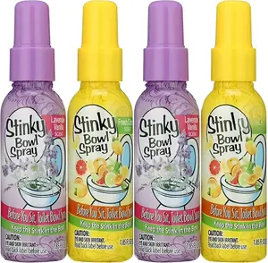Stinky Bowl Spray Set of 4 - 1.85oz Before You Go Toilet Bathroom Deodorizer with Fresh Citrus & Lavender Scent - Travel Size Spray for Odor Control