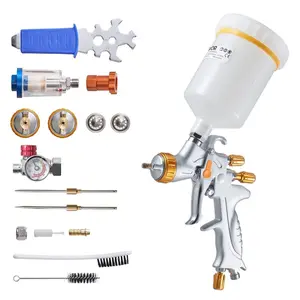 VEVOR HVLP Air Spray Gun, Gravity Feed Paint Sprayer Gun with 3 Nozzles (1.3/1.4/1.7mm), 600ml Capacity Auto Paint Sprayer with Air Regulator for Automotive Primers, Clear Coats Topcoats