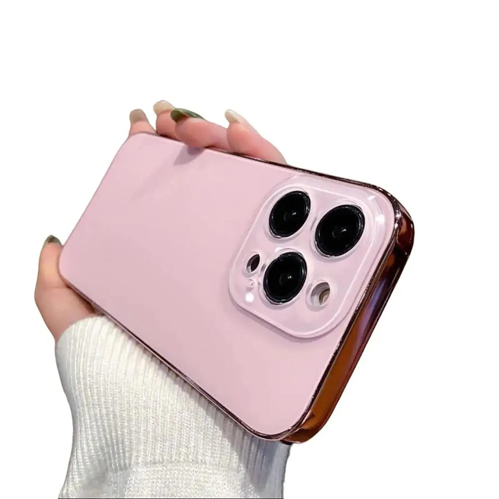 Electroplated Matte Pink Phone Case for iPhone 11 12 13 14 15 16 Pro Max Plus - Durable Protection Casing Smartphone Protector Cellphone Protective