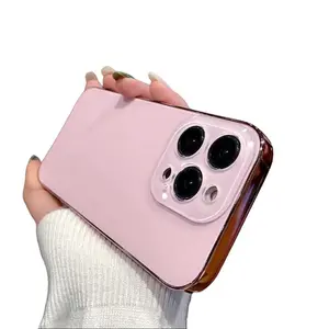 Electroplated Matte Pink Phone Case for iPhone 11 12 13 14 15 16 Pro Max Plus - Durable Protection Casing Smartphone Protector Cellphone Protective