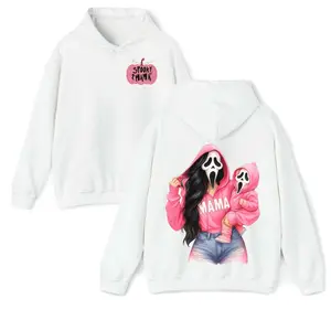 Pink Spooky Mama Matching Halloween Hoodie 2-Sided, Ghost Mama Crewneck, Gift for Mom, Pumpkin Mama Shirt, Fall Coffee Tee