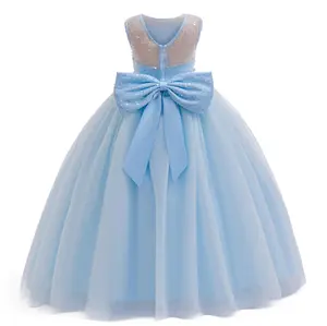 Girls Sequin Tulle Dress Formal Pageant Sparkly Birthday Party Wedding Guest Ball Gown Dresses with Bow