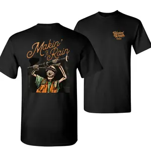 Makin' It Rain Funny Work T-Shirt, Skeleton Holding Pipe Graphic, Black Cotton Tee for Blue Collar Workers with Dark Humor Vibe