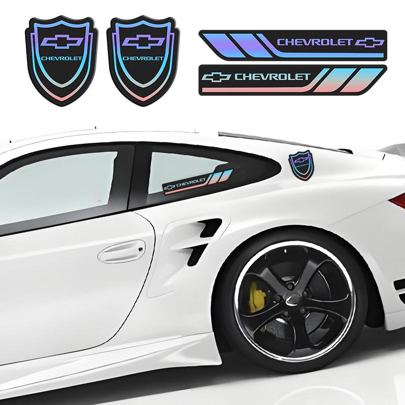 For Chevrolet car body decorative stickers, 4-piece set, car stickers, polycarbonate (PC) material, colorful waterproof stickers, car emblem stickers