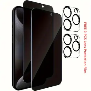 Privacy Screen Protector for iPhone 17ProMax / iPhone 16 ProMax / iPhone 15 / iPhone 16 Plus  2 Pack Anti Spy Private with 2 Pack Camera LensProtector  Tempered Glass  9H Hardness CaseFriendly Anti-Scratch Case Friendly [Not for iPhone 16e]