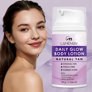 50g Daily Radiance Self-Tanning Body Lotion, Indoor Tanning Moisturizer, Enriched with Hyaluronic Acid, Squalane, Beta-Glucan, Gradual Streak-Free Tan