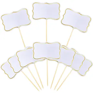 56 PCS White Blank Cheese Markers Toothpick Cupcake Toppers for Charcuterie Board Buffet Labels Appetizer Signs Decorations