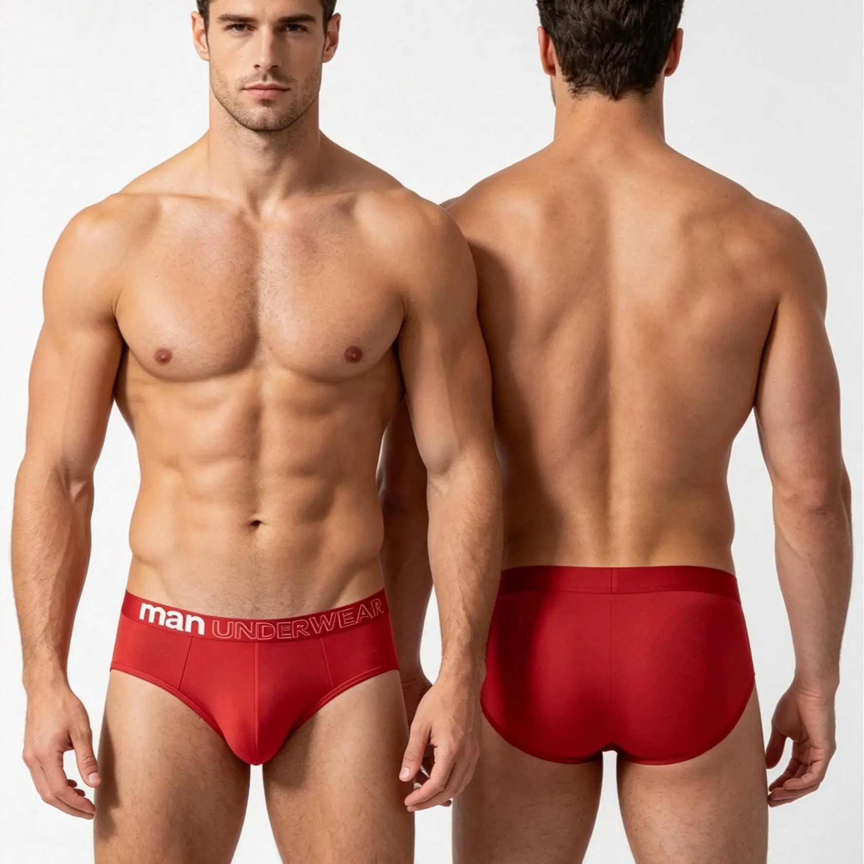6-Piece Men's Polyester Mid-Waist Briefs Set Branded "man UNDERWEAR" Waistband, Multi-Sizes – Breathable & Colorful-Men's Undear