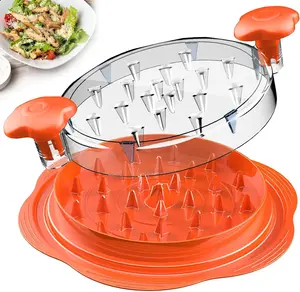 Chicken Shredder Large Chicken Breast Shredder Tool Twist with Brush&Fork, Visible Meat Shredder Machine, Anti-Slip Strip, Ergonomic Handle, BPA Free, Suitable for Pork Beef Chicken(Orange)