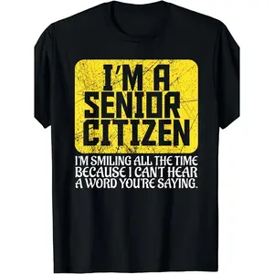 Humorous Senior Citizen TShirt Featuring IAmASeniorCitizen Slogan Retro Design Heavyweight Graphic Tee for Men and Women Perfect Elderly Gift AllSeason Comfort Round Neck Short Sleeve Shirt