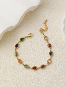 Vintage Colorful Artificial Zircon Decorated Bracelet, Elegant Jewelry for Women & Girls, Trendy All-match & Exquisite Jewelry for Birthday Gift