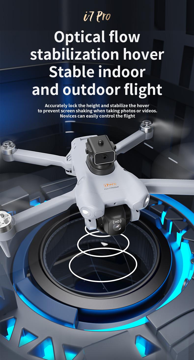 CJCMALL i7 PRO Brushless Drone with 4K HD Dual Camera, 4CH 2.4GHz Remote Control, Intelligent Obstacle Avoidance, Optical Flow Positioning, Foldable Design, 12 Minutes Flight Time