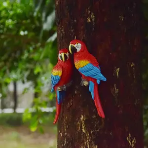 Realistic Parrot Bird Model Ornament, Garden Tree Trunk Decoration, Home Decor Craft, Artificial Bird Figurine for Yard, Patios, Outdoor and Indoor