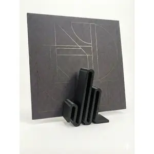 Black Vinyl Record Stand - Minimalist Album Display | Matte Black Holder for Desk