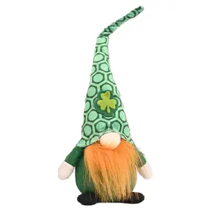 [Holiday Gift]St Patrick's Day Decorations Irish Festival Figurines in Standing Position Green Leaf Ornaments for Family Gift