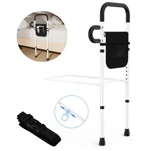 Bed Rails for Elderly Adults Safety - Adjustable Bed Assist Rails for Full Size, Portable Bed Cane for Seniors With Storage Pocket, Hold Up to 330 Lbs, Easy Setup, Bedside Safety and Stability