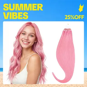 Hotbanana Summervibes Human Hair Microlink & Micro Loop Extensions Natural Straight Invisibead Micro Ring 50G 14–24 Inch Hair Extension