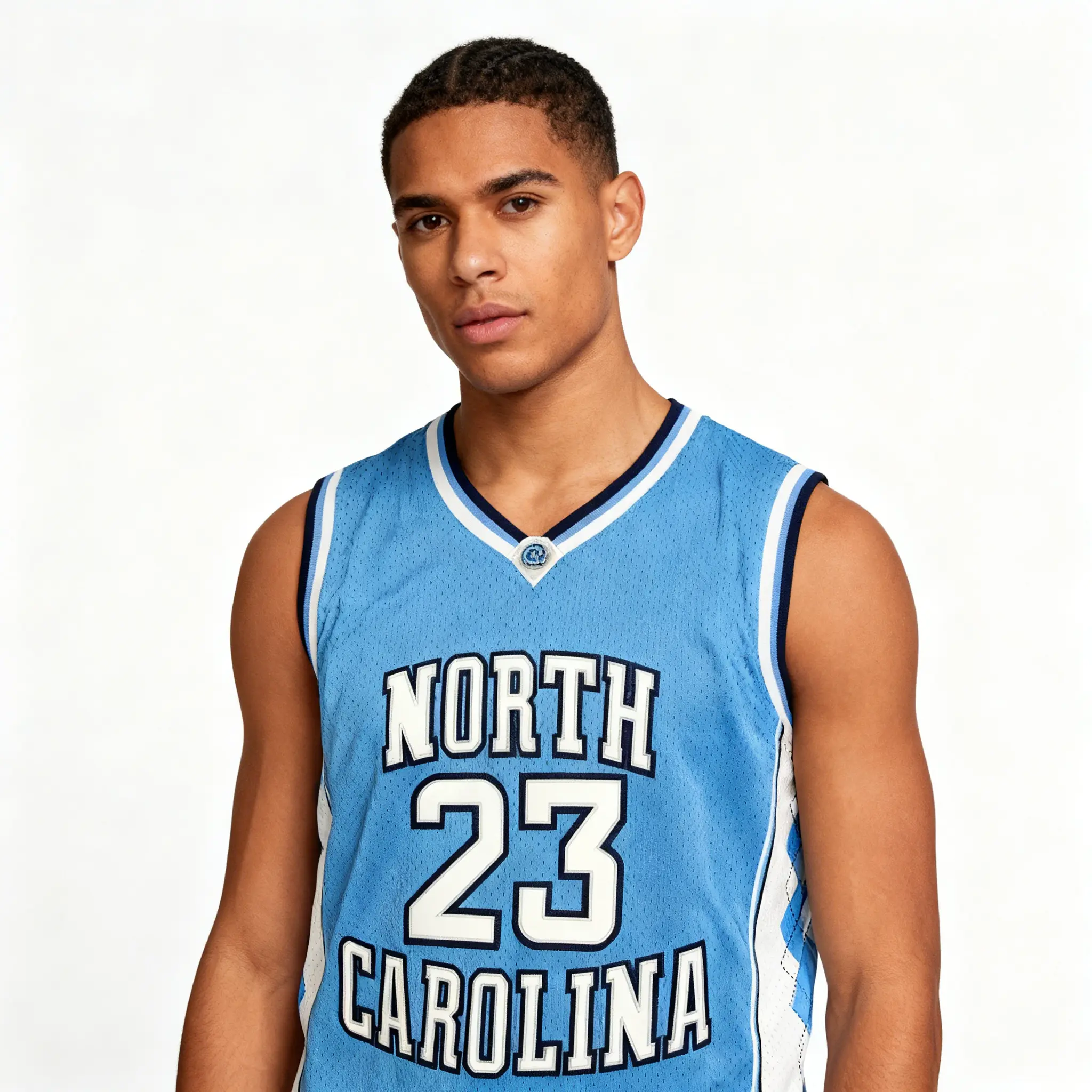 2025 Men's Carolina #23 Sewn Embroidery Loose Casual Breathable Sleeveless Cotton Jersey, Retro College Big Size (S-3XL) Gym Outfits, Workout Tops, Sports Clothing, Gymwear, Men's Jersey Style Couple White/Blue Outdoor Training Vest, Mens Jersey Style