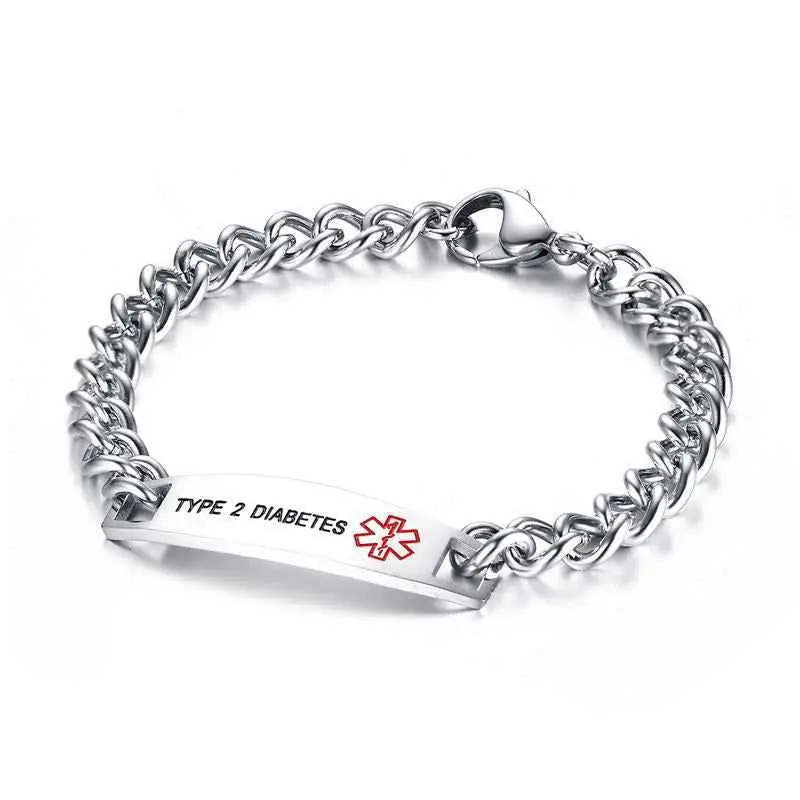 Unisex Stainless Steel 12MM Medical ID Alert Bracelet with Medical Tag, Health Alert for Emergency Use