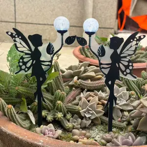 Outdoor Garden Decorative Ground Stake, Rustic Yard Art Lawn Plaque, Garden Yard Ornaments, Easy to Use, 2D Flat Fairy Silhouette