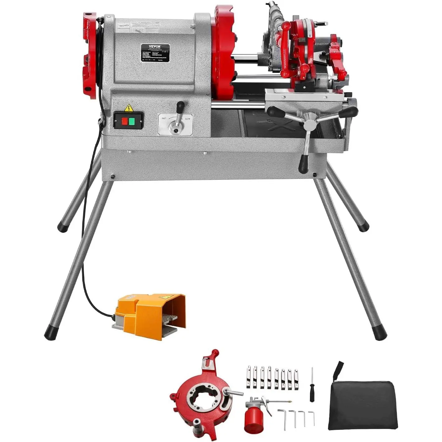 VEVOR Electric Pipe Threader Machine, 900W 2-Speed Threading Cutting ...
