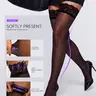 RSLOVE Women's Anti-Slip Floral Lace Sheer Thigh High Stockings - 20D Nylon Knit, Buttery Feel, Silicone Staysup, Wide Band, Flexible Stretch, Queen Plus Size Feminine Lingerie for Adults, Wedding Honeymoon
