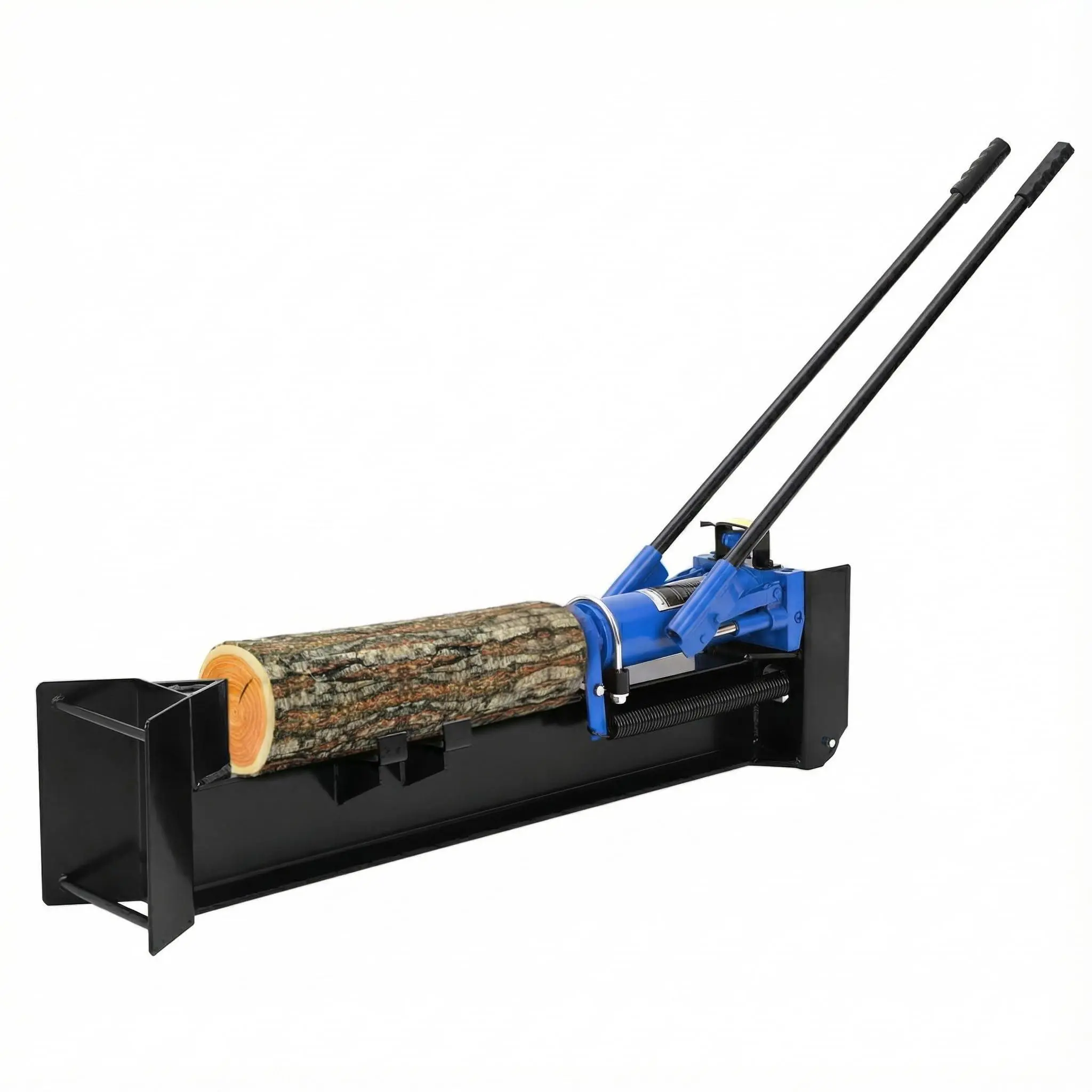 Hydraulic Log Splitter Wood Cutter, 12 Ton Capacity Manual Log Splitter with Horizontal Full Steel Beam, Spring-Loaded Return Knob & Built-in Wheel, Horizontal Beam