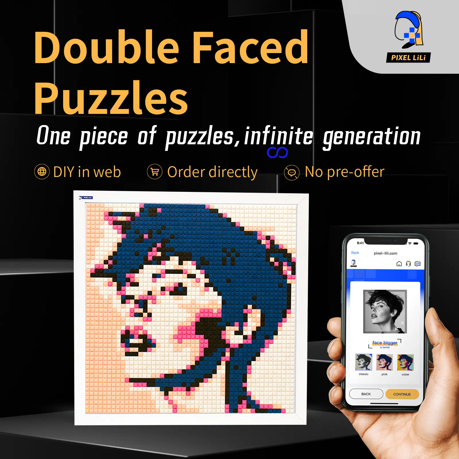 Best creative gifts for adults, 3D art mosaic puzzle, custom pixel art pictures, double-sided diy puzzle set