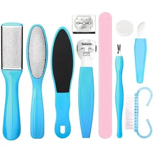 Professional Pedicure Foot Spa Set,10 in 1 Pedicure Set for Feet,Stainless Steel Foot Care Kit, Foot Rasp Dead Skin Remover Foot Pedicure Kit,Foot File Kit Foot Callus Remover (Blue)