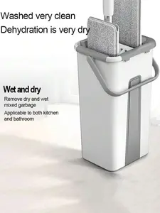 Hand Free Flat Floor Mop And Bucket Set For Professional Home Floor Cleaning System With Washable Microfiber Pads For Hardwood